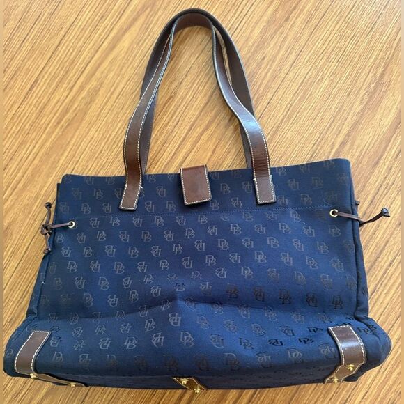 Dooney & Bourke - Navy & Brown Large Tote Bag, Pouch, license holder, keychain - Picture 1 of 13